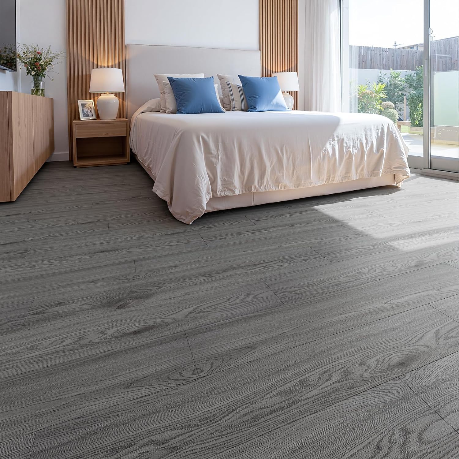INMOZATA Peel and Stick Floor Tile, Vinyl Flooring 36-Pack 54 Sq.Ft Wood Look Waterproof Plank Flooring for Bathroom, Living Room, Bedroom, Kitchen, RV (Gray Wood)
