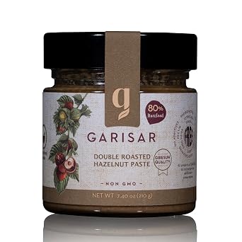 Garisar - Double Roasted Hazelnut Paste Pure Natural, No Additives, Non-GMO - 80% Hazelnut - 7.40 oz Pack of 2
