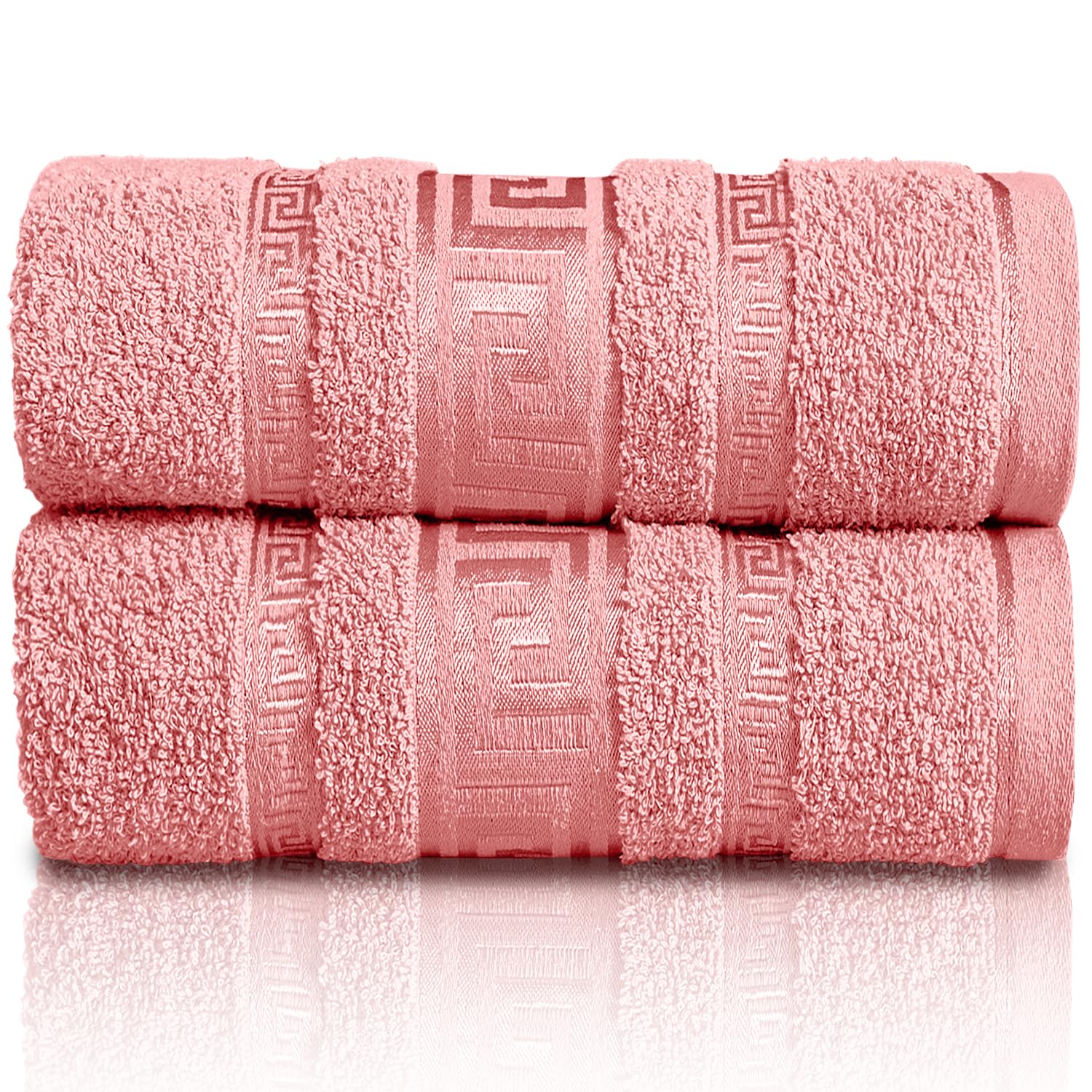 GC GAVENO CAVAILIA Extra Large Jumbo Bath Sheets Greek Towels for Bathroom - 2 Piece Super Absorbent Quick Dry Towel, 100% Egyptian Cotton Soft Fluffy Luxury Bath Towel Spa & Hotel (90x180cm),Pink