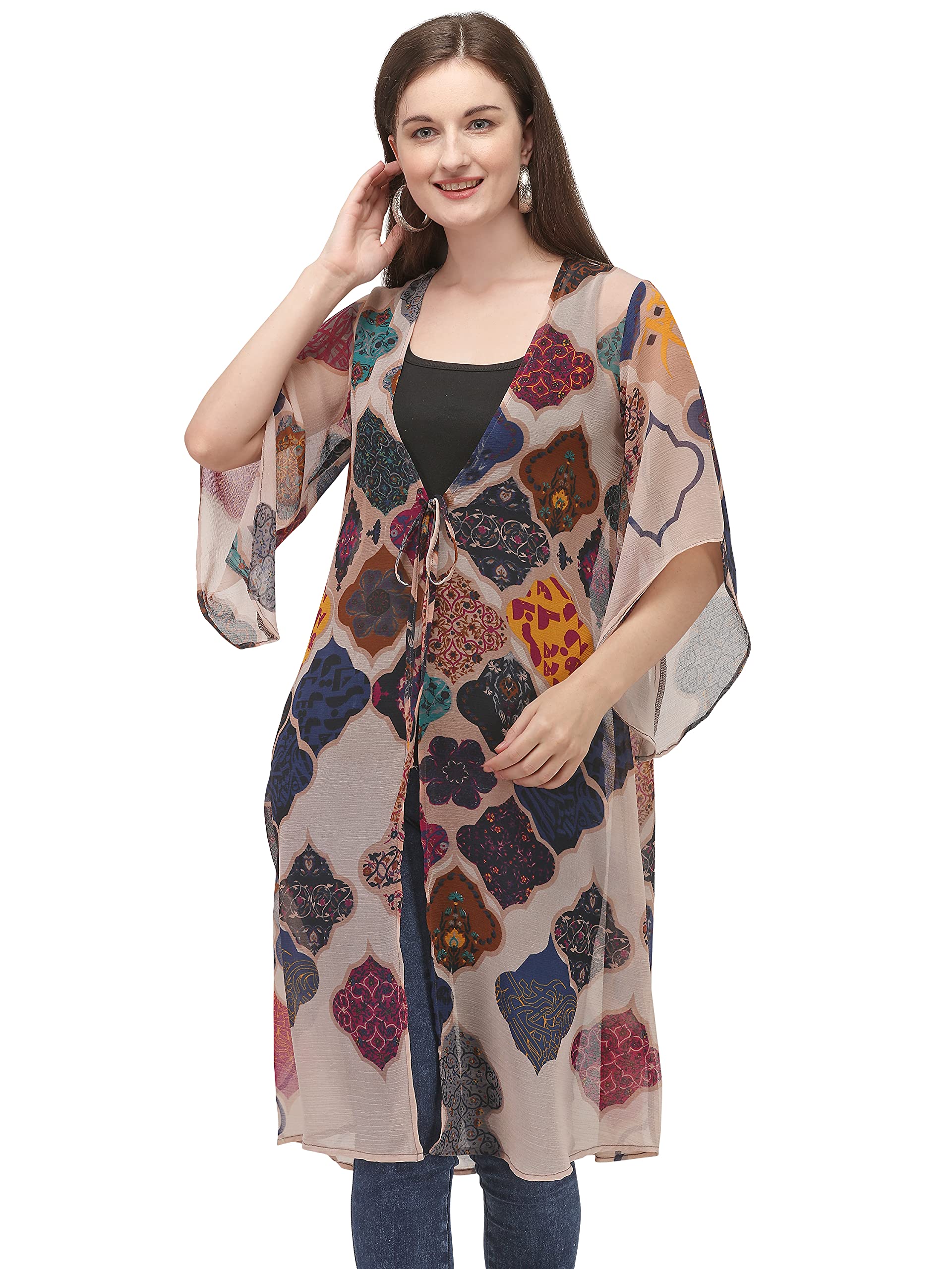 fbella Women Chiffon Printed Shrug-picture-9