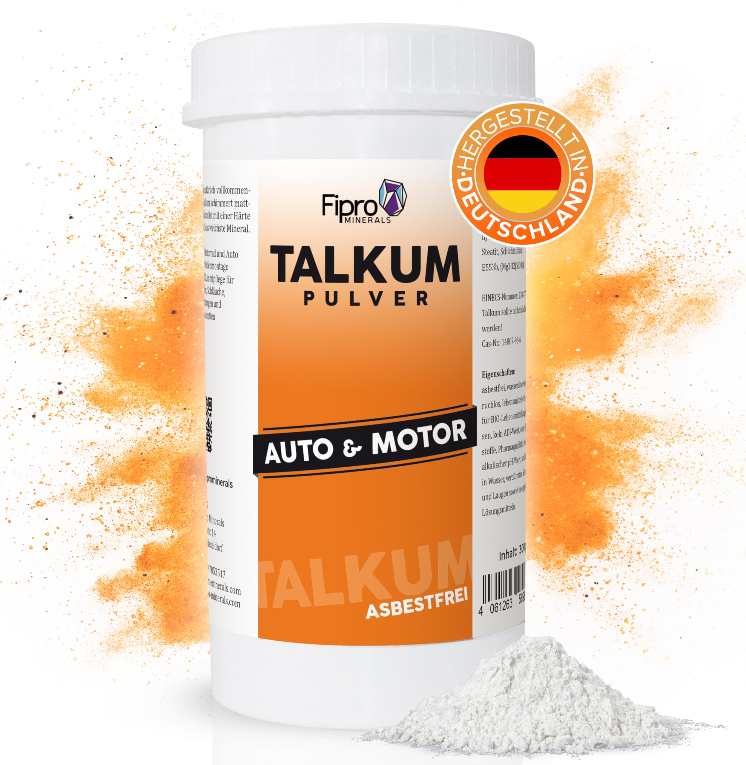 Talco en polvo (300 g) para el cuidado de caucho de bicicletas, motocicletas y automóviles. Sin amianto. 100 % talco para montaje de neumáticos, cambio de neumáticos, manguitos y sellado de