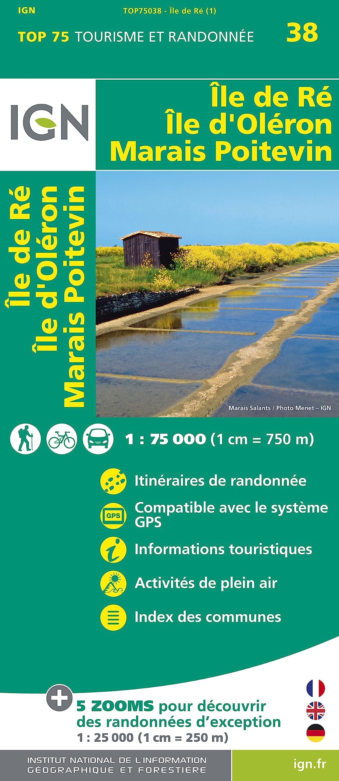 Ile-de-Ré / Ile d'Oléron / Marais Poitevin ign: 75038 (TOP 75)