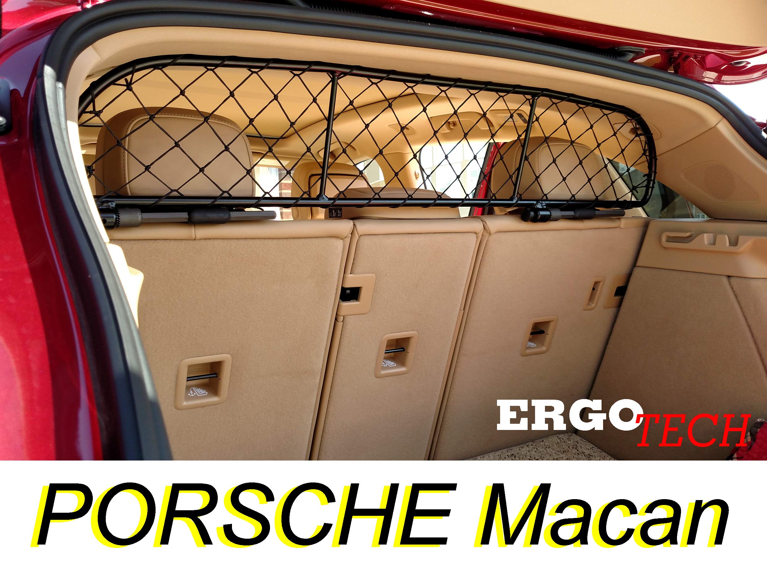 ERGOTECH Divisorio Griglia Rete Divisoria per Porsche Macan (2014-2024), RDA65-HXXS16, per Trasporto Cani e Bagagli