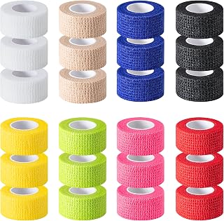 24 Pack Self Adhesive Bandage Wraps,1" X 5 Yards Elastic Bandage Wrap | Multi-colored Elastic Cohesive Bandage Wrap for Sports, Wrist, Vet Wrap, Ankle Tape, Grip Tape