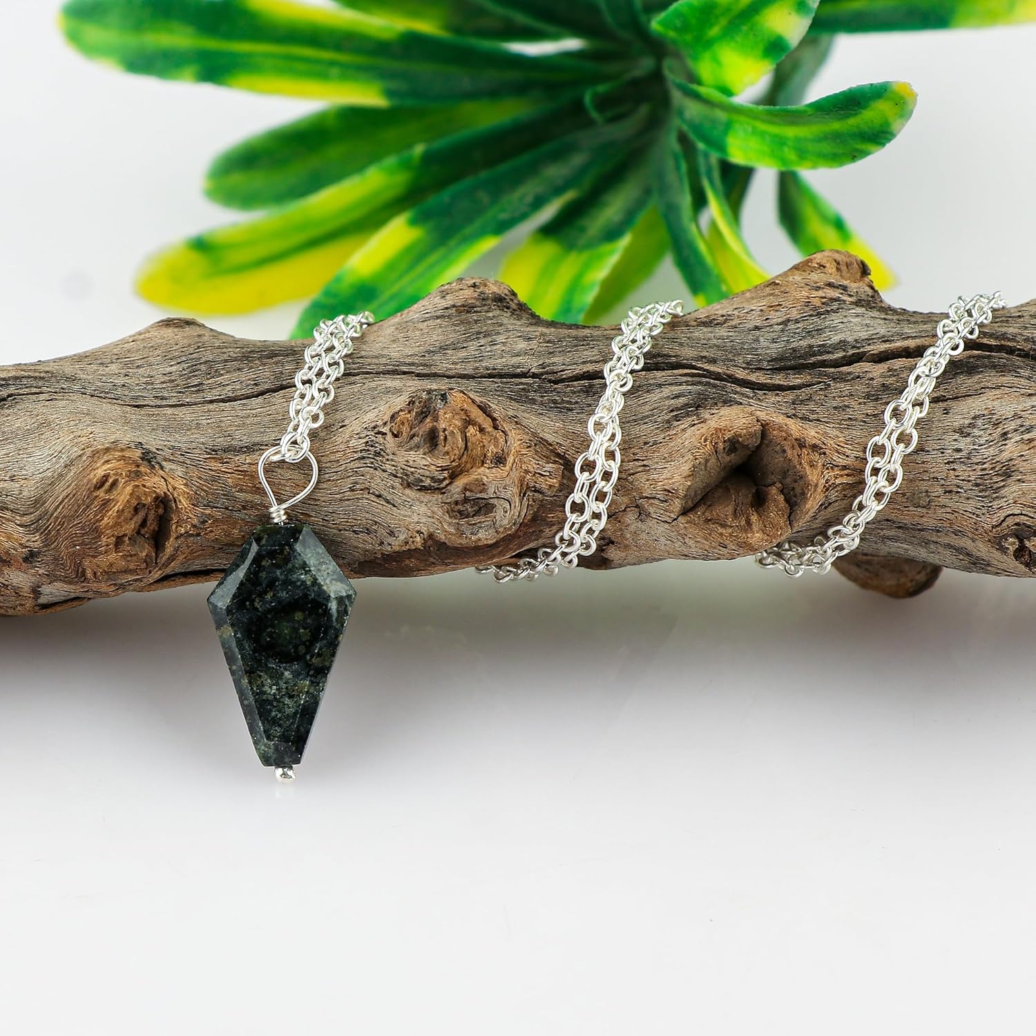 Natural Gemstones Dainty Pendant, Polished Coffin Stones Necklace, Handmade Boho Hypoallergenic Jewelry for Women, Chakra Healing Crystals, Adjustable Chain-16+2inch - Image 2