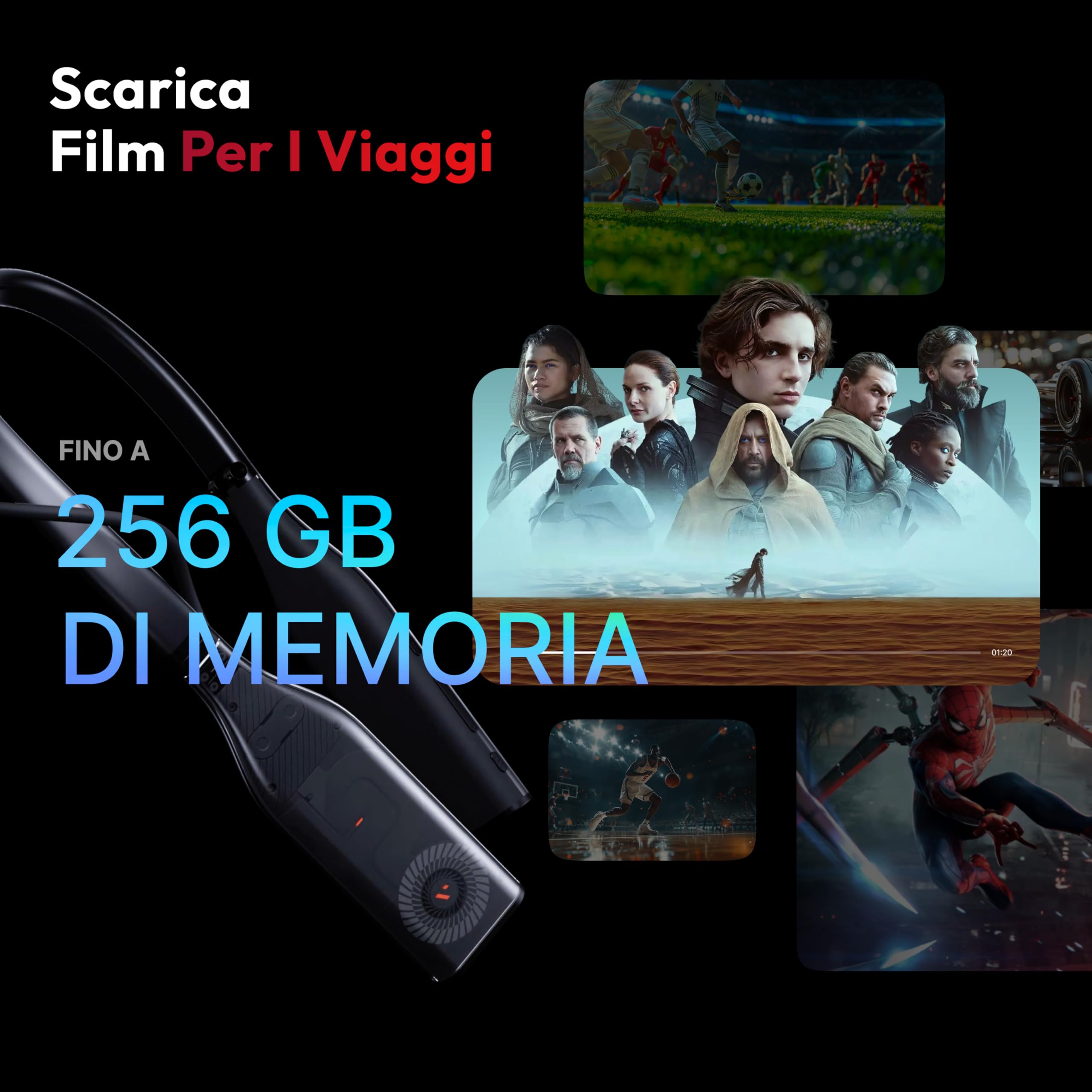VITURE Pro Neckband,partner ufficiale di PSPlay, Multi-screen/3DoF/Smooth Follow/Ambient Mode, 3D Player, AI Assistant, libertà quasi wireless per il gioco e lo streaming,12GB+256GB