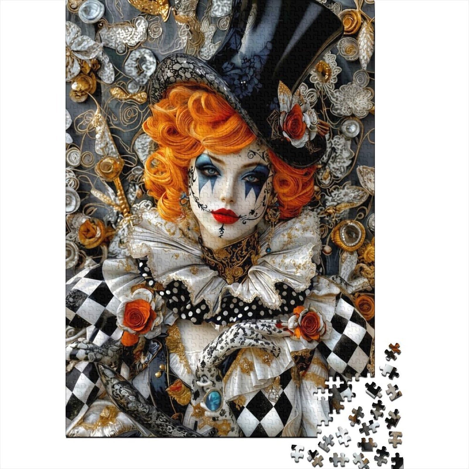 Elegant Clown Portrait 1000pc adult puzzle paper set wall art