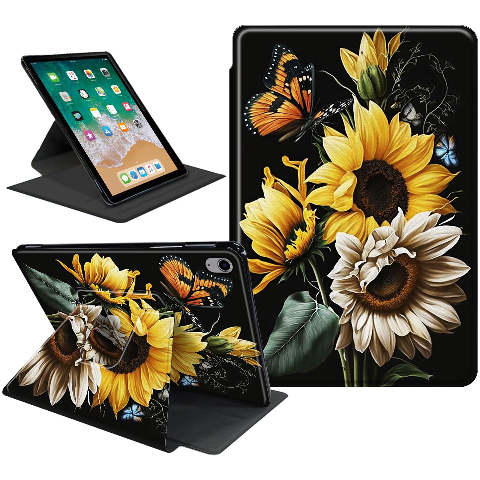 for iPad (A16) 11th Generation Case 11 Inch 2025/ iPad 10th Generation Case 10.9" 2022,360 Degree Rotating Stand Anti Slip PU Leather Smart Cover for