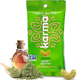 Sweet Matcha Cashews with Skin by Karma Nuts, Whole, Sweet, Roasted, Vegan, Gluten Free, Low Net Carb, Natural, Everyday Nut Snack, 1.5 Ounce (12 Snack Packs)