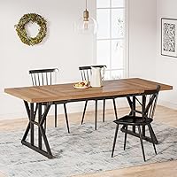 Vista 10 de Tribesigns Mesa de comedor estilo granja para 6 personas, mesa de comedor rectangular de madera de 70.8 pulgadas, mesa de cocina rústica con patas
