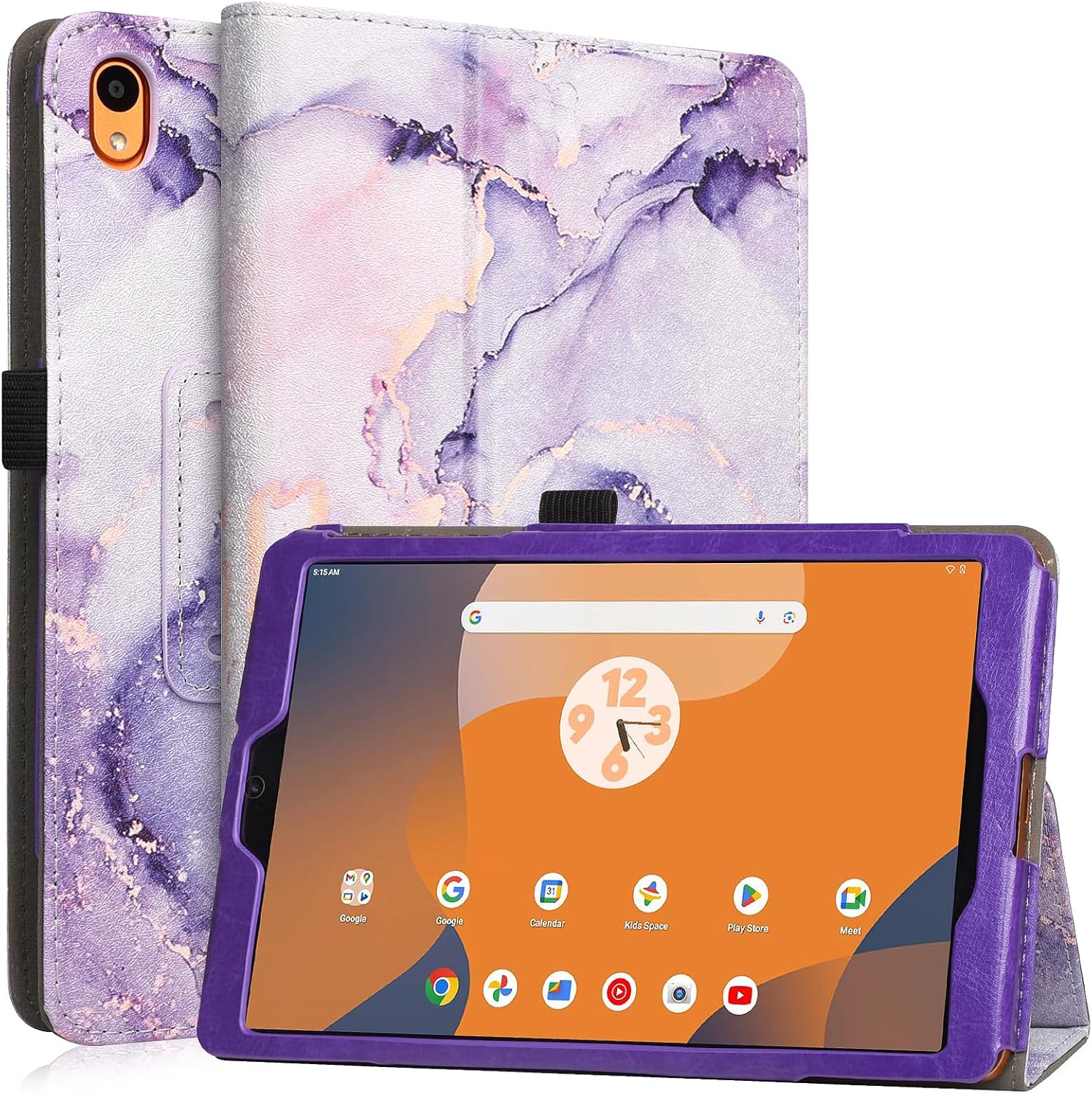 Caweet Case for Onn. 7 Inch Tablet Gen 4 (2024 Model: 100135924) - Premium Leather Folio Protective Stand Cover with Magnetic Closure, Lilac Marble