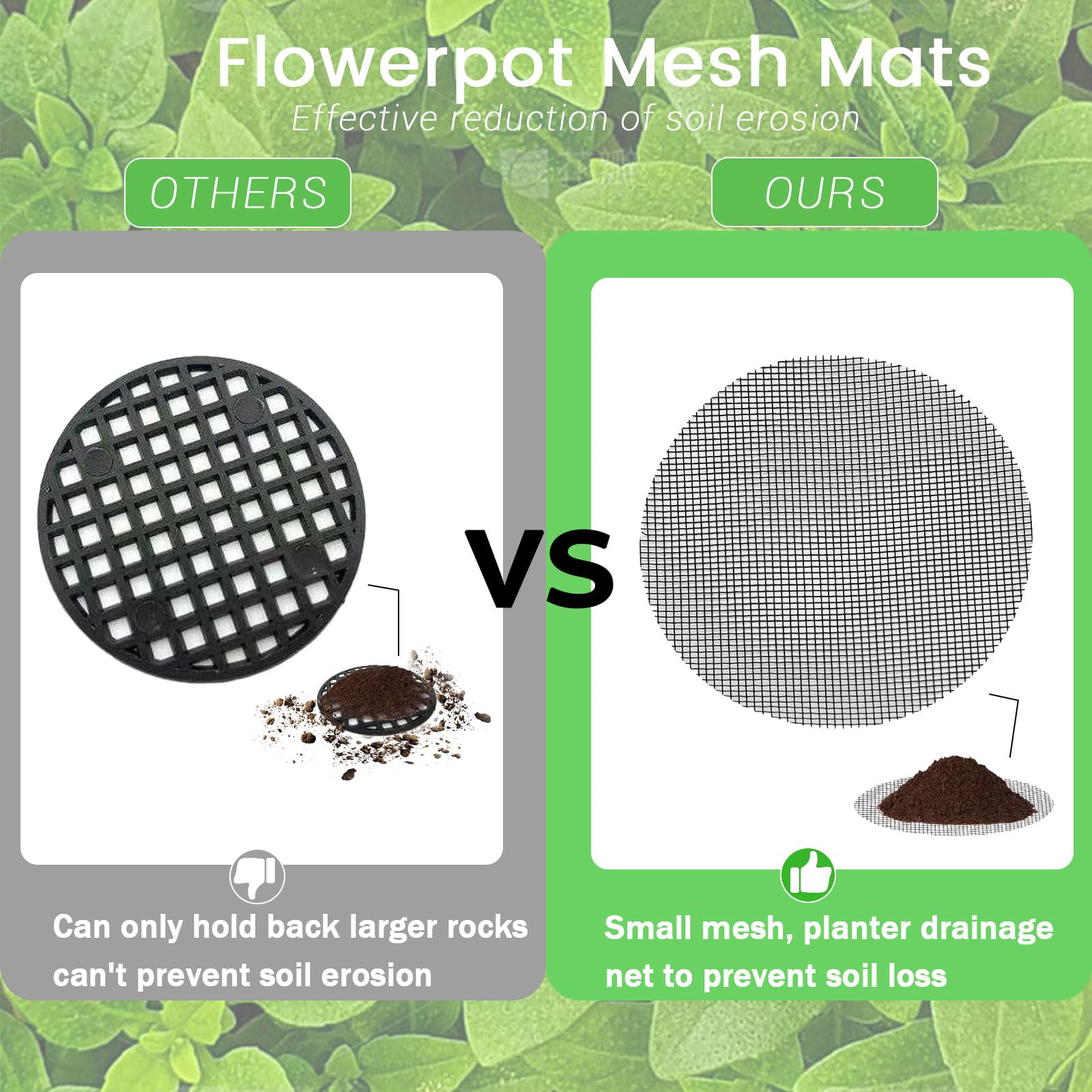 100 Pcs 4 Inch Large Size Flower Pot Hole Mesh Pad, Plant Pot Drainage Hole Screens, Bonsai Pots Bottom Grid Mat Mesh, Drainage Netting Potting Mat, Garden Drainage Mesh Prevent Soil Loss (Round) - Image 4