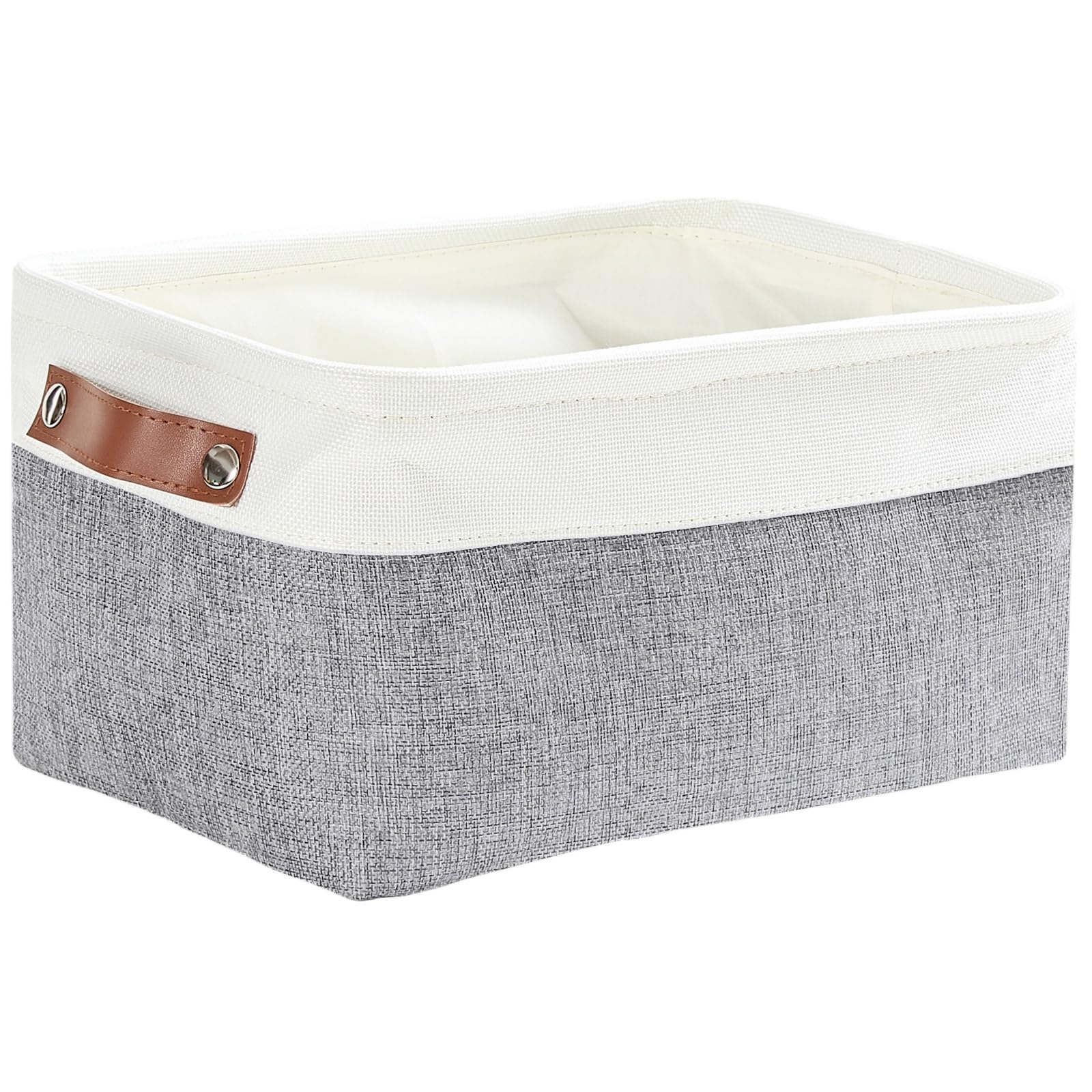 Mangata Canvas Storage Baskets, Thickened Fabric Storage Box for Bedroom Wardrobe Shelf Socks Underwear(Grey/white, M)