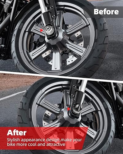 Miniatura 6 de Amazicha Tapas de tuerca de eje delantero compatibles con Harley Davidson Sportster Touring Electra Glide Street Glide Road King Dyna Softail