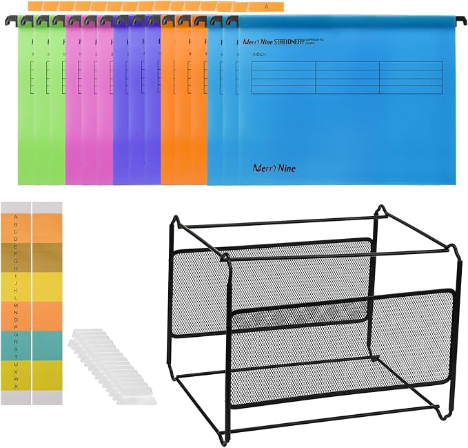 MerryNine Suspension Files and Frame, A4 Suspension Files 15PCS 5 Color