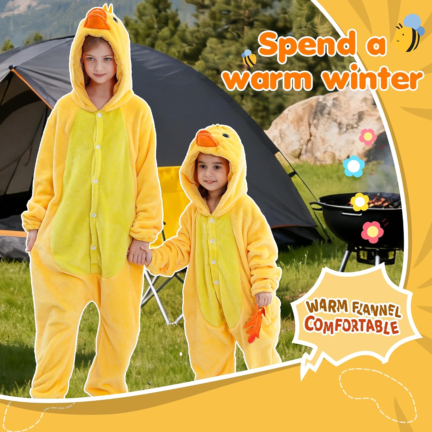 MICHLEY Animal Hooded Romper Kids Flannel Halloween Cosplay Pajamas Costume 3-12T for Autumn Winter