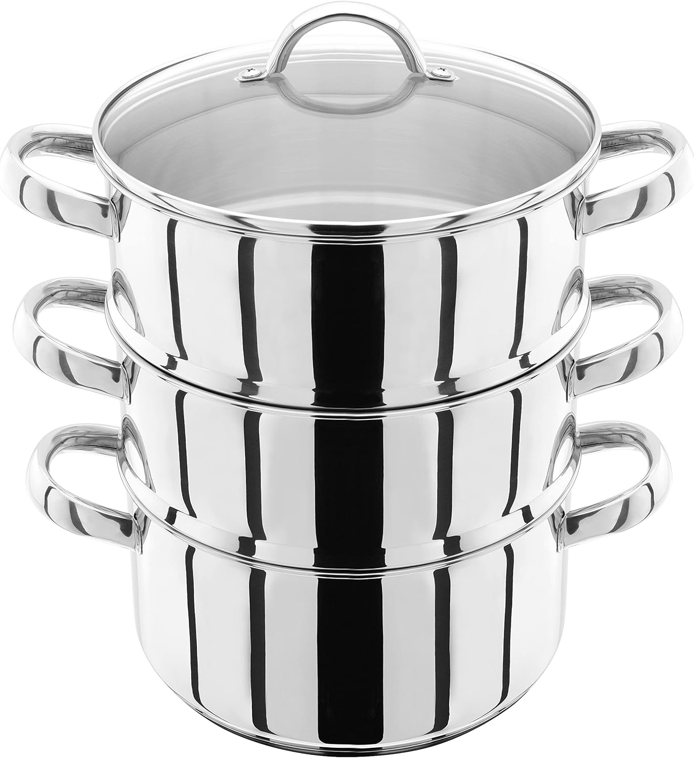 Judge Stainless Steel 3 Tier Steamer Set with 22cm 2.6L Casserole, 2 Steamers and Lid, Induction Ready, Gift Boxed - 25 Year Guarantee