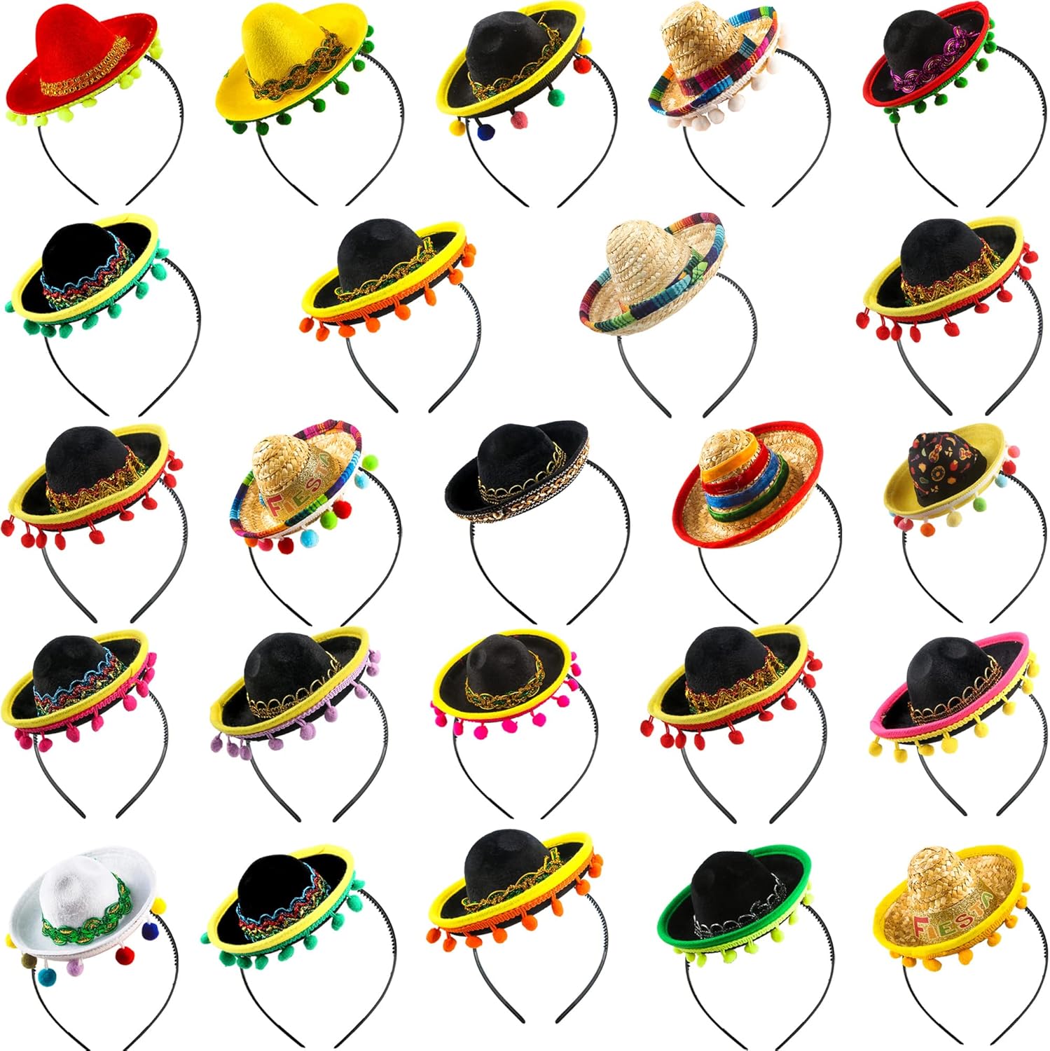 Sonarun 24 Pack Cinco De Mayo Fiesta Headband Mexican