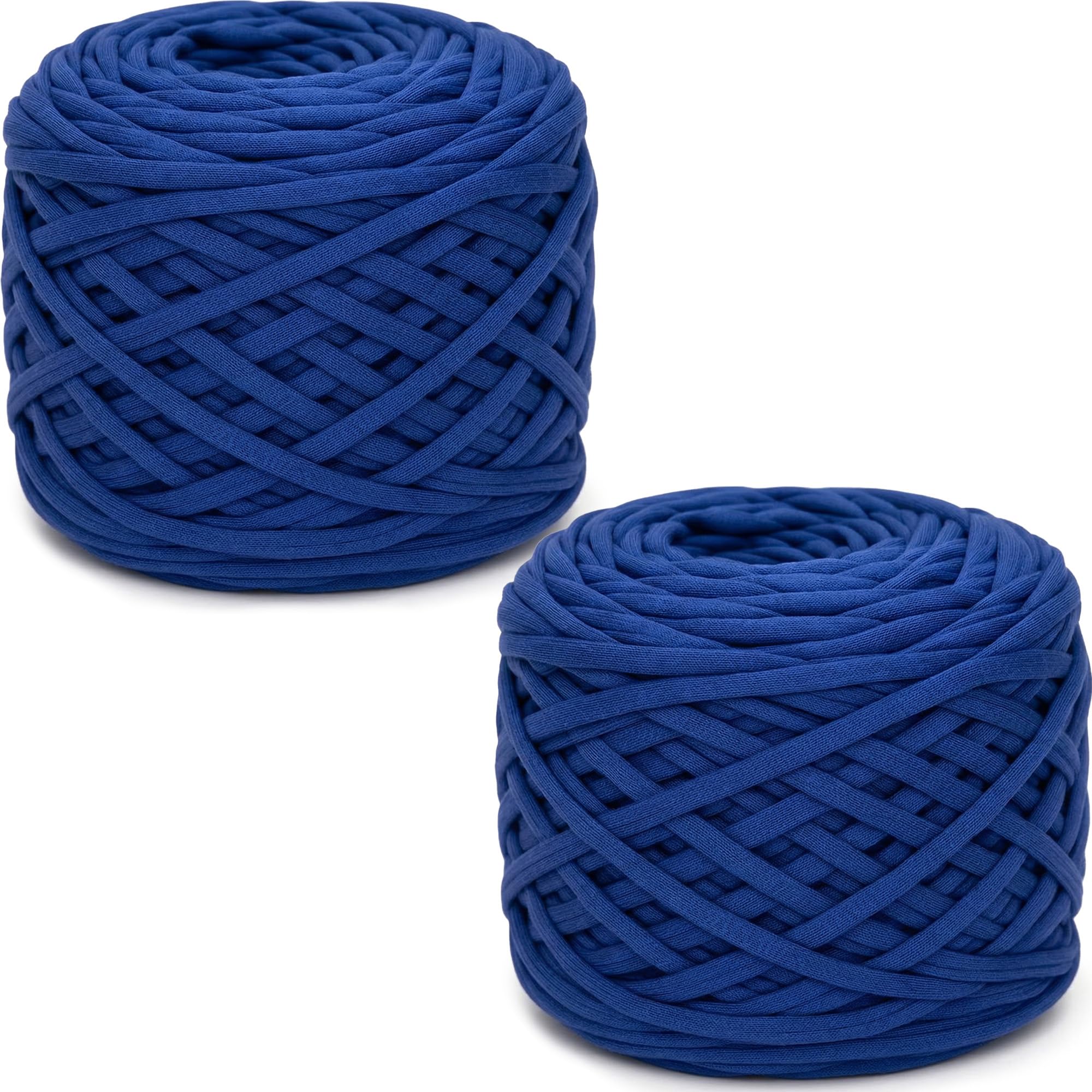 285gx2 Chunky Tshirt Yarn for Crocheting,2 CM Wide Thick Crochet Elastic Fabric,Hand Knitting T-Shirt Yarn for Crochet Cushion,Doll,Basket,Bag and Blanket (Sapphire Blue)
