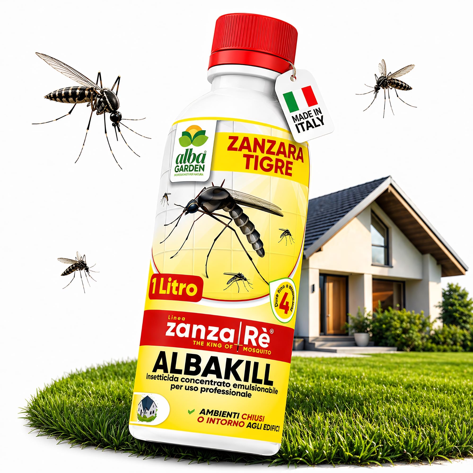 Albagarden Insetticida Antizanzare Giardino Cipermetrina Concentrato 1 Litro Protezione 4 Settimane