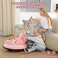 Vista 4 de ELEMARA Coche de choque para niños, 1.9 mph máximo, 12V juguete montable para niños pequeños con control remoto, 2 velocidades, 2 modos de juego