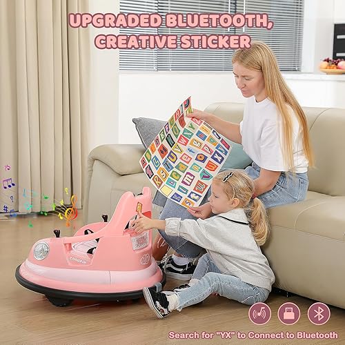 Miniatura 6 de ELEMARA Coche parachoques para niños, 1.9 mph máximo, 12 V con control remoto, 2 velocidades, 2 modos de reproducción, giro de 360 grados, regalos