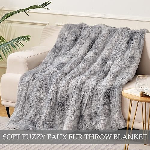 Miniatura 2 de Exclusivo Mezcla Manta mullida de piel sintética, manta reversible de forro polar sherpa, manta cálida de felpa mullida para sofá y cama, 50 x 60