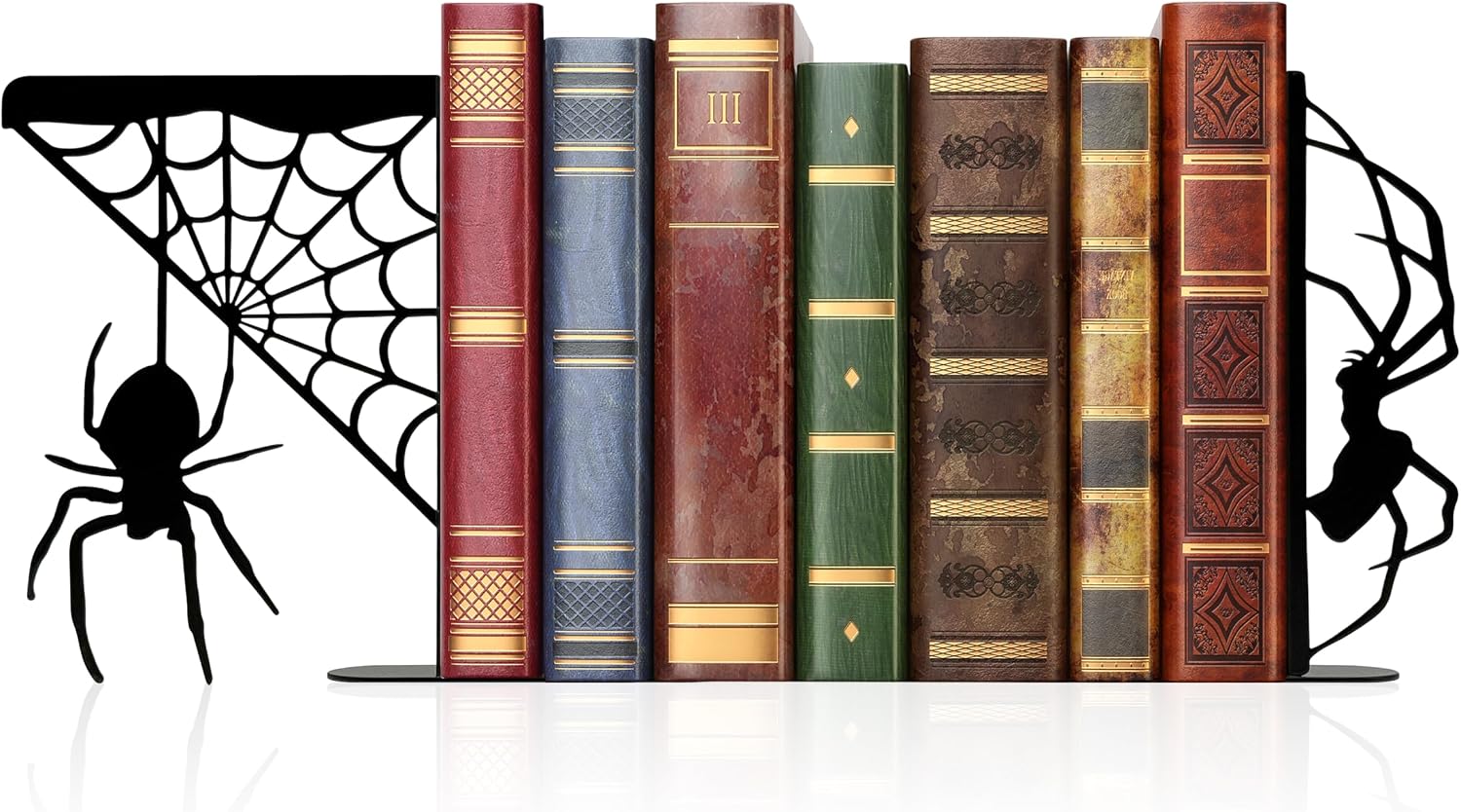 Gothic Bookends, Spider Web Metal Decor for Shelves, Goth Unique Dark Style
