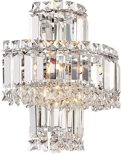 Miniatura 6 de Vienna Full Spectrum Magnificence - Juego de 2 apliques de pared modernos de metal cromado con cable de 11 1/2 pulgadas, 4 luces, cristal