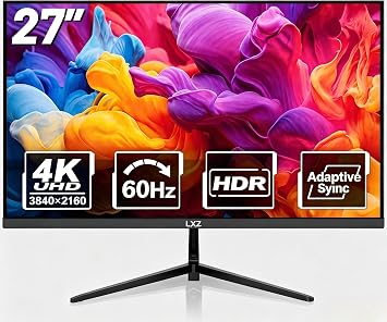 LXZ 27 inch 4K Monitor 60Hz, UHD 3840 x 2160 VA Panel Computer Monitors for Home&Office, 300cd/m  Brightness, FreeSync & G-Sync, VESA 75mm x 75mm, HDMI 2.0 * 2 DP1.4 * 2