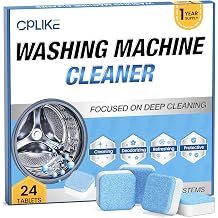 CPLIKE Washing Machine Cleaner Tablets for ALL Front & Top Loader Washer Machines, Cleans Residue and Odors from Drum & Seals, 1-Year Supply, 24 Count