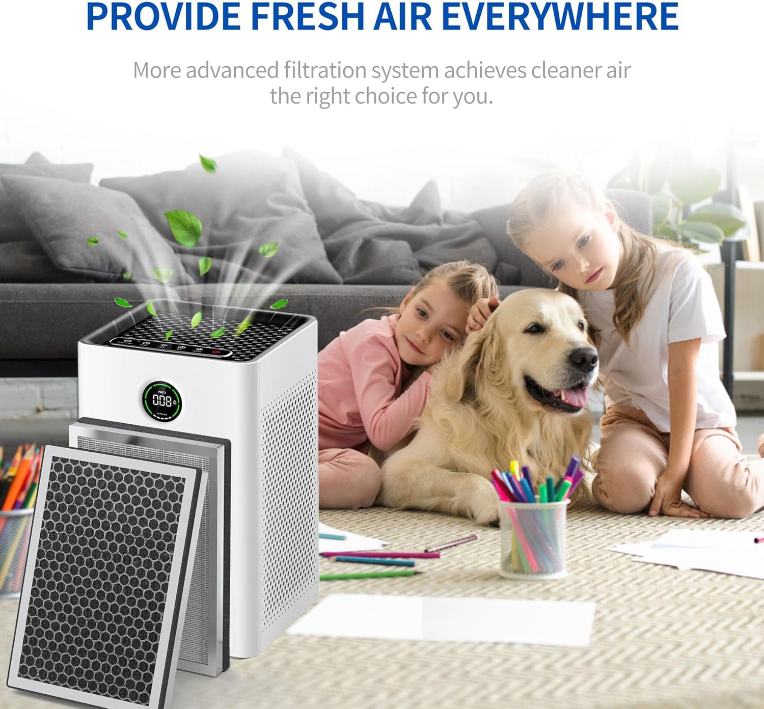 JF260 Replacement Filter Compatible with JF260 JF260S Air Purifier and AP1273 Air Purifier, 3-in-1 Filtration System H13 True HEPA Filter Activated Carbon Filter, JF260-RF Silver 4 Pack - Image 6