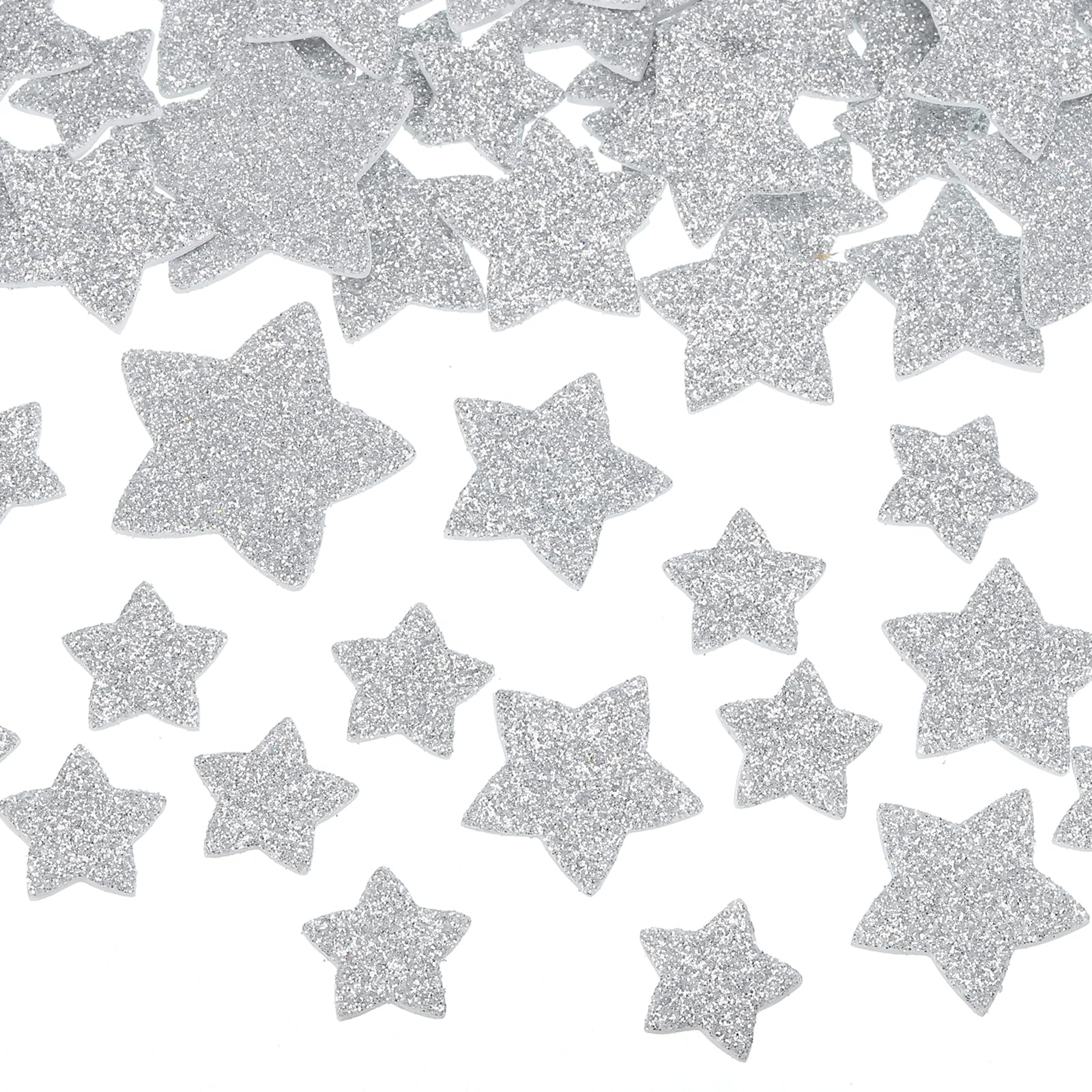 sourcing map 228Pcs Glitter Foam Stickers 3 Size Self-Adhesive Sparkly Star Shapes Glitter Stickers for Arts Craft Supplies, DIY and Decor, Silver