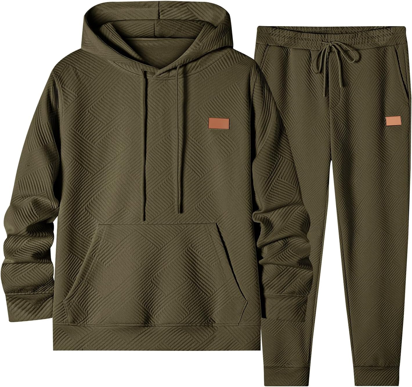 JMIERR Mens 2 Piece Jacquard Sweatsuit Outfits Hoodie Sweatshirt & Joggers Sweatpants Set Tracksuit