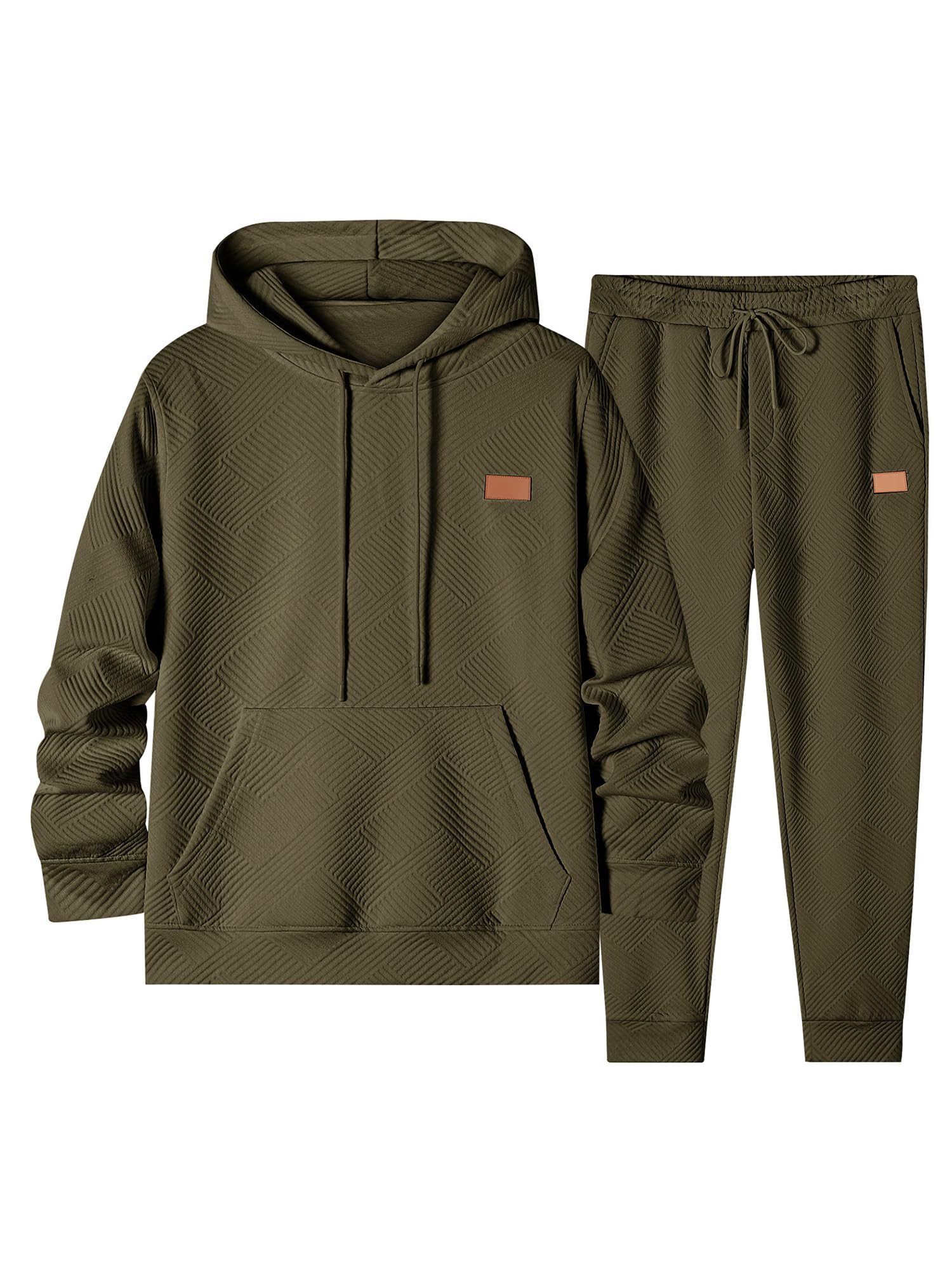 Elegancity Herren Jogginganzug Set Casual 2-Teiliger Trainingsanzug mit Kapuzenpullover und Herren Jogginghose Casual Sportanzug Pullover Hoodie Laufanzug mit Strukturmuster