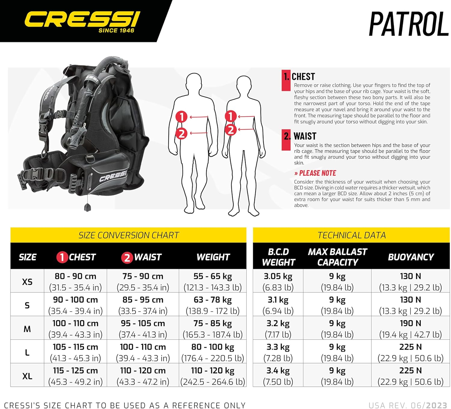 Cressi Scuba Package - Patrol BCD + MC9/Compact Regulator + Octopus Compact + Donatello Console 2 - Patrol Scuba Pack- Designed in Italy