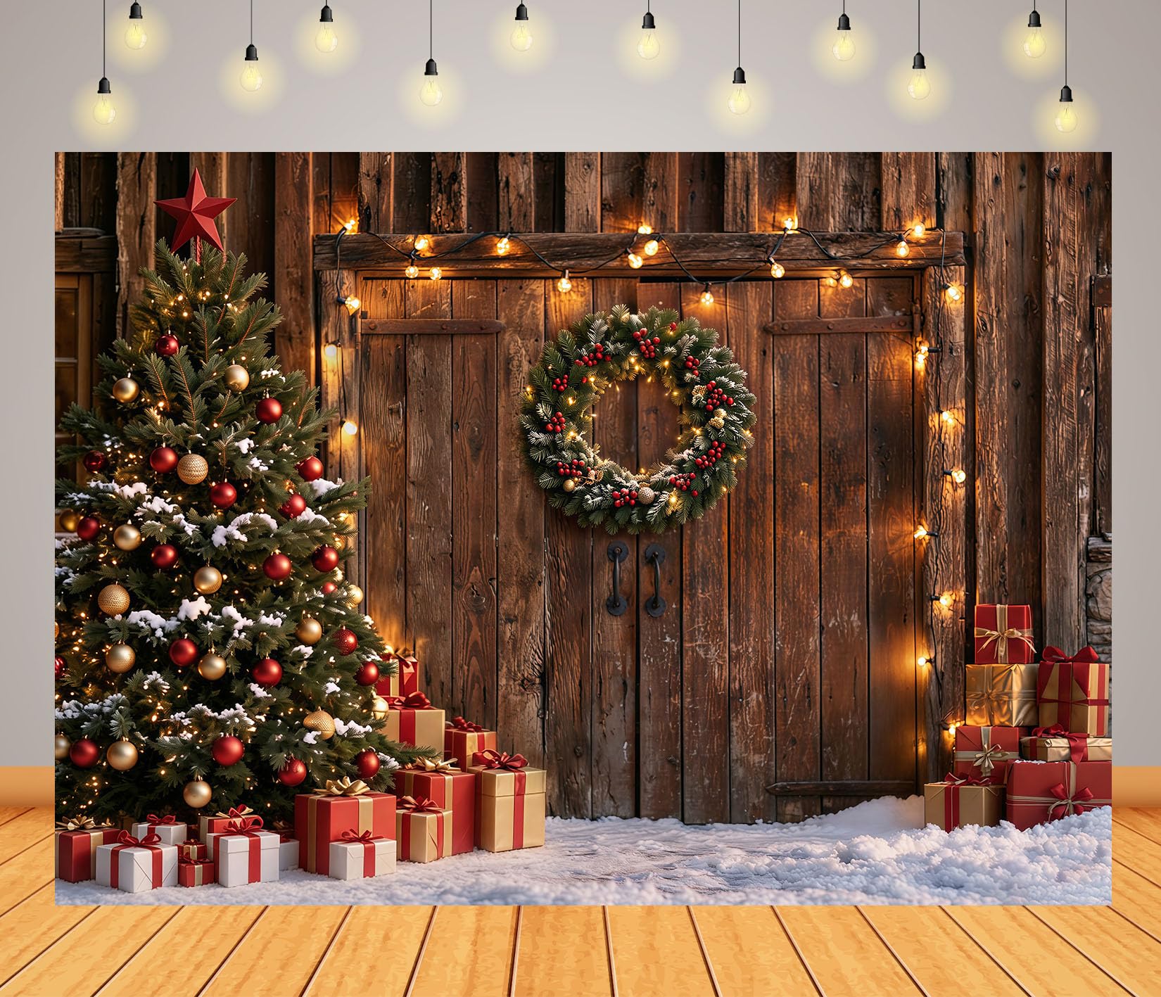 12x10FT Baita di Natale Innevata Sfondo Fotografico