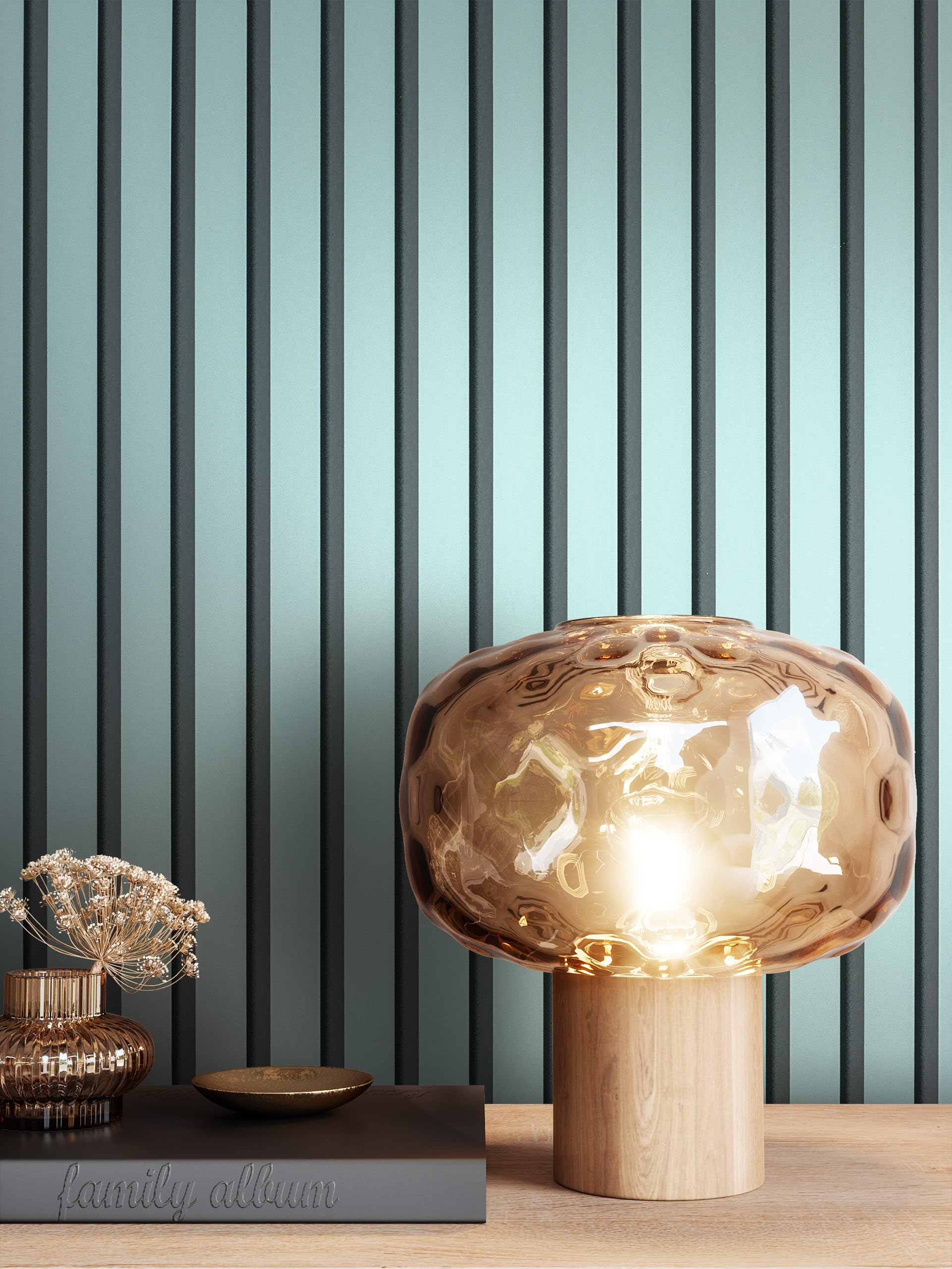 Baker Blue Vlies Holzpaneele Wandverkleidung Skandinavisch Modern Lamellen Wohnzimmer Schlafzimmer