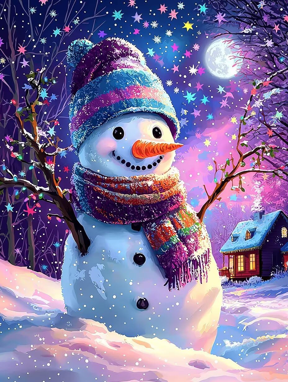 WEISHIWE Muñeco de nieve Pintar por Numeros Adultos, 60x80cm w-1034