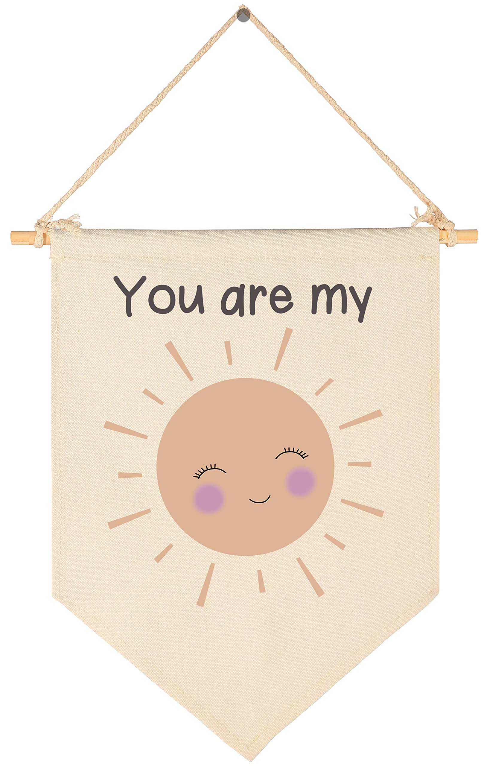 You are My Sunshine-Canvas Hanging Pennant Flag Banner Wall Sign Decor Gift for Nursery Baby Kids Girl Boy Teen Bedroom Playroom-Birthday Christmas