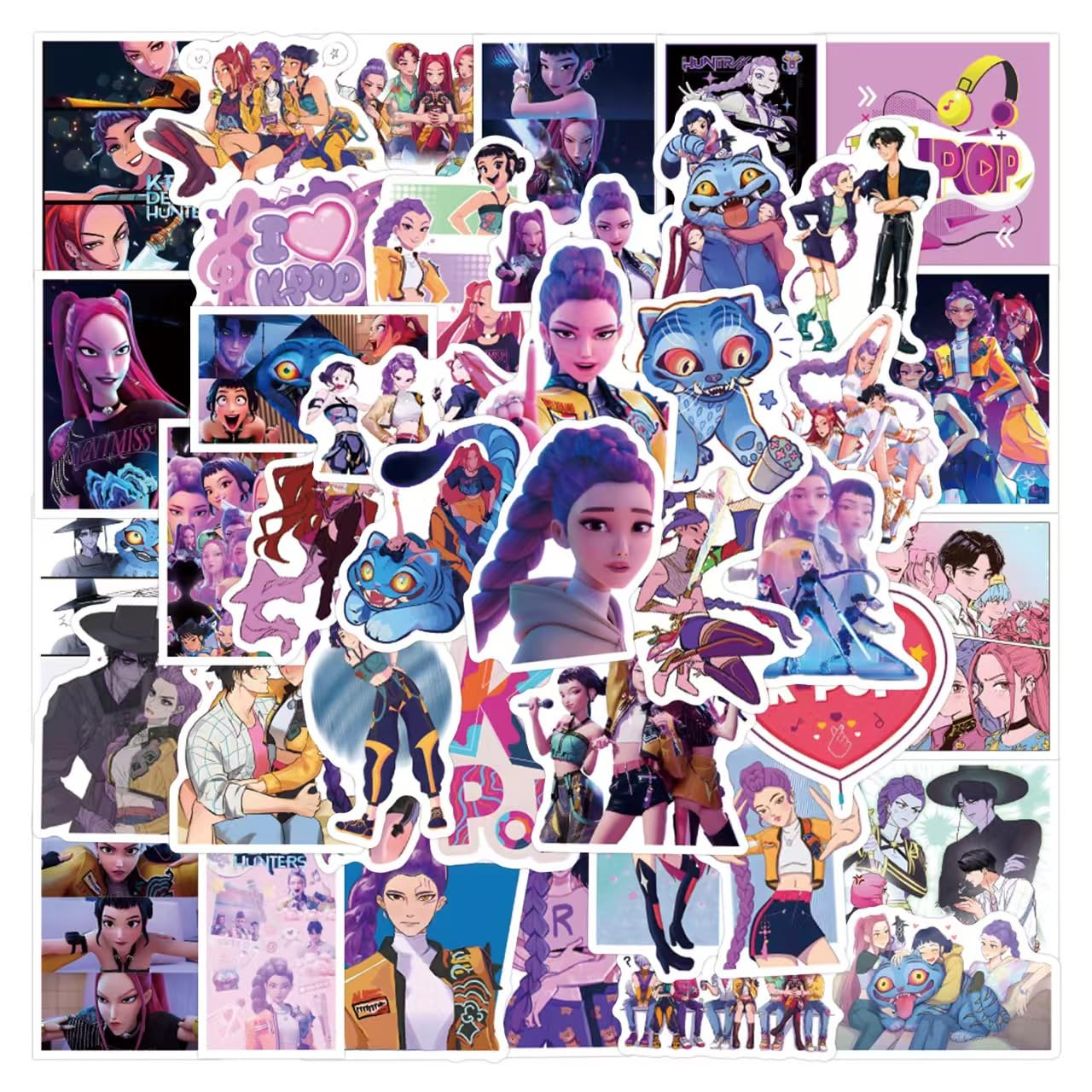 Demon Movie Hunters Stickers 110PCS Korean Idol Anime Style Stickers for Water Bottles Waterproof Vinyl Decal for Teen