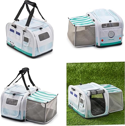 Vista 2 de Kittyrama - Transportador para gatos 2 en 1 de lados suaves y escondite en el hogar - Transportador calmante recomendado por veterinarios, Roamer