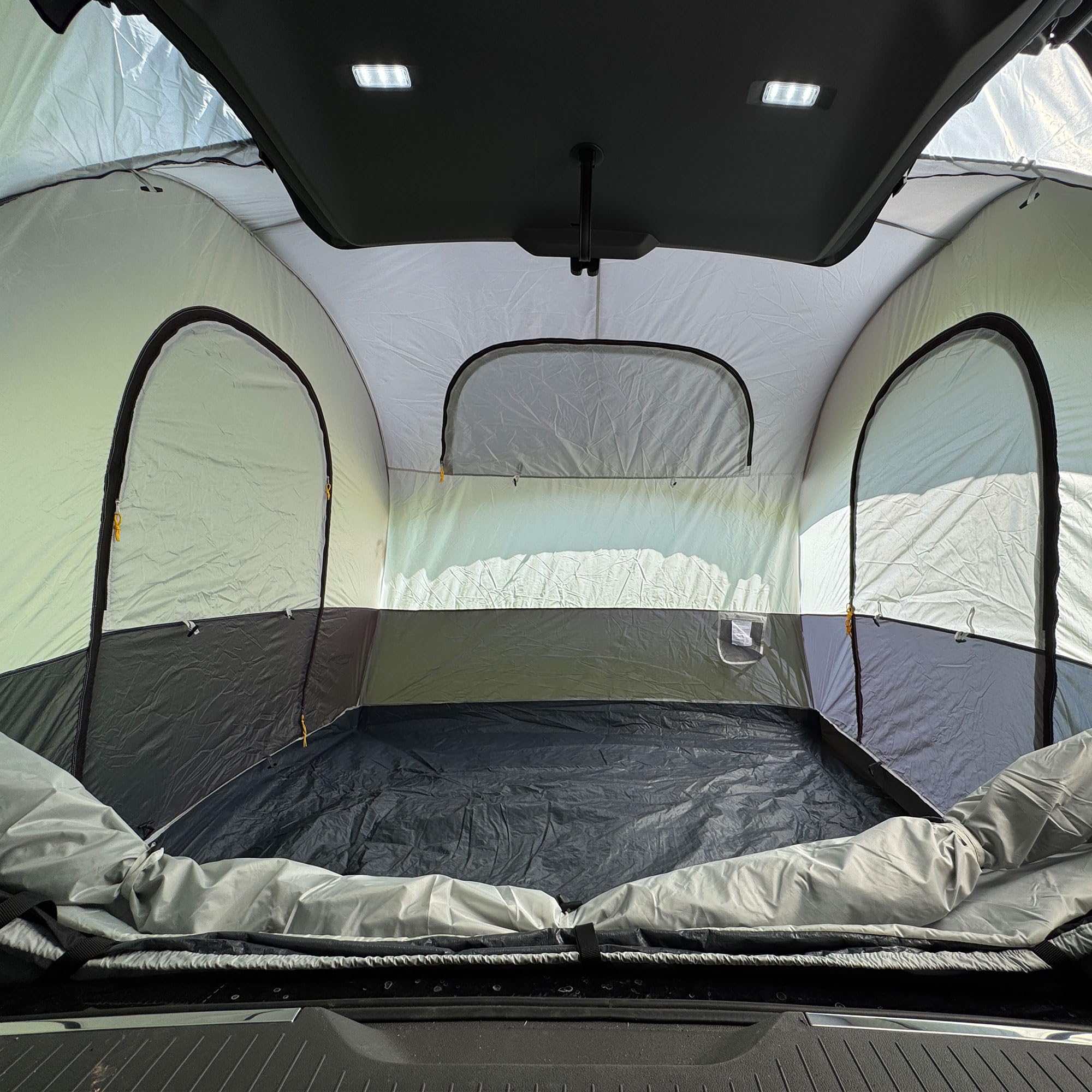 Heckzelt Auto 240 x 240 x 205 cm, Heckzelt SUV, Autozelt und Auto Heck Vorzelt für Van, Bus, PKW und Camping, freistehend, mit Moskitonetz, Anthrazit Grau