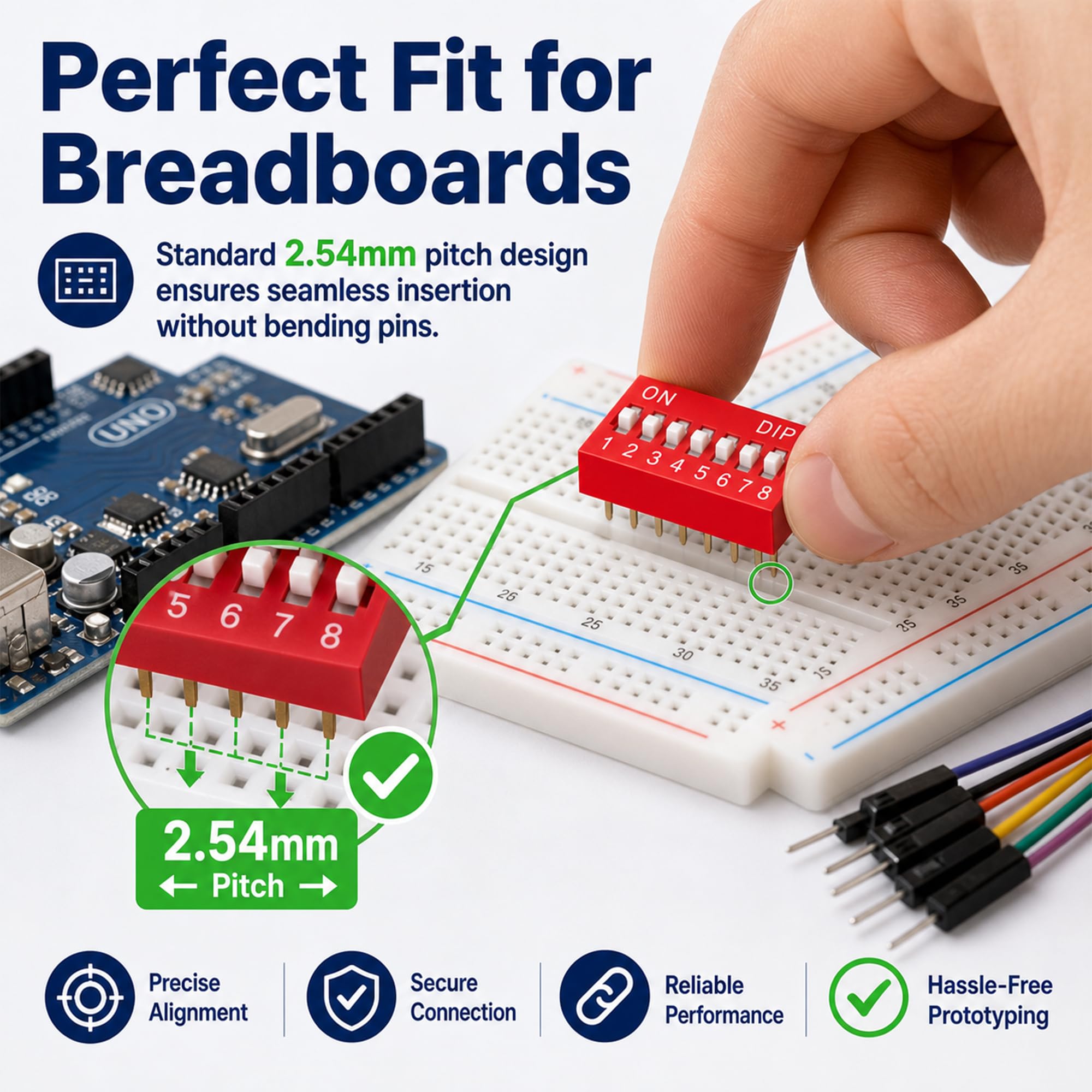 35Pcs DIP Switch Assortment Kit 2.54mm Pitch Slide Type Toggle