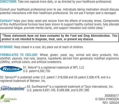 Miniatura 6 de XYMOGEN Cortisolv Suplemento de Cortisol - Suplemento de Ashwagandha con L Theanine para Apoyar Niveles Saludables de Cortisol, Energía, Relajación