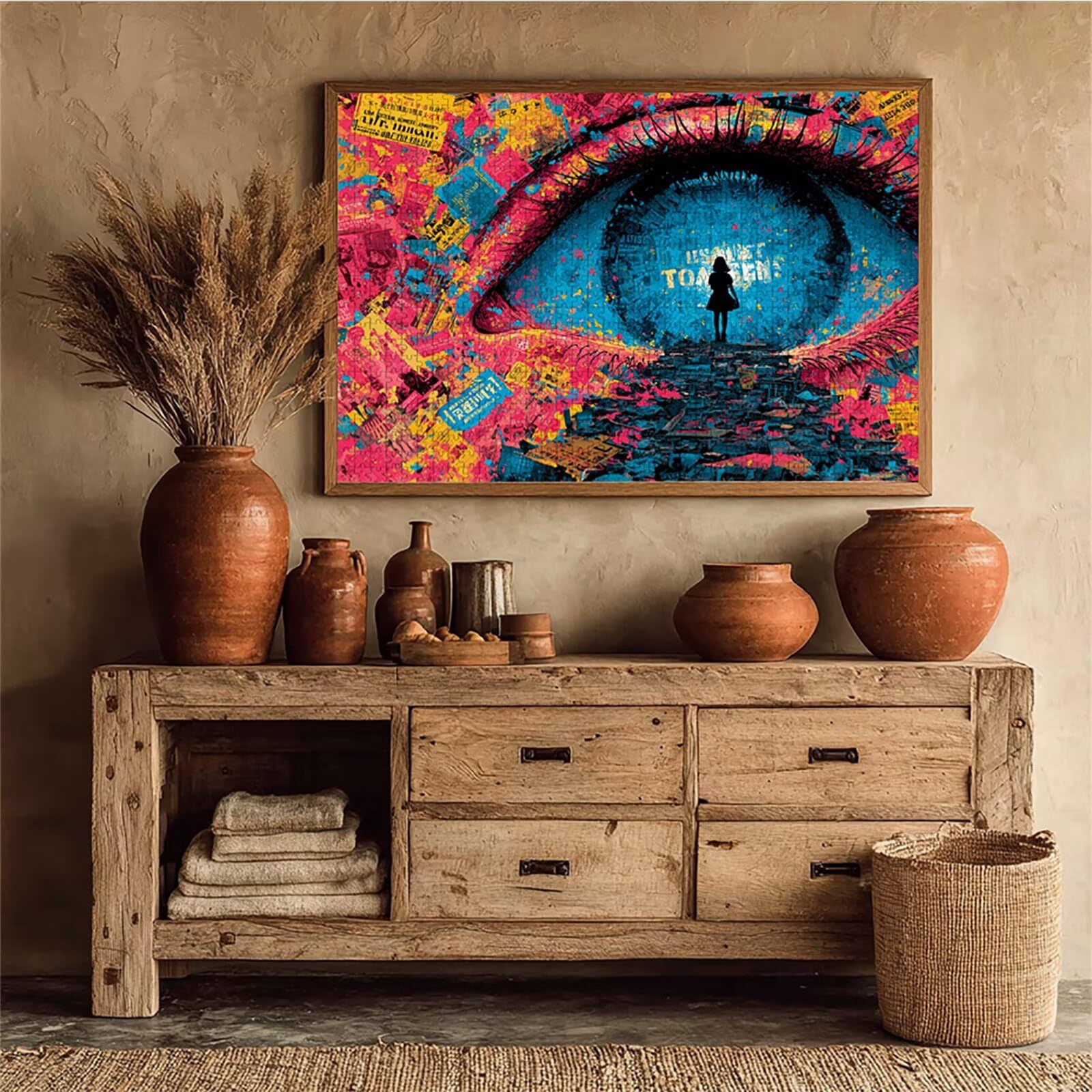 Drewniane puzzle z okiem, 156 x 105 cm, abstrakcyjne puzzle 5000 elementów dla dorosłych z pudełkiem, edukacyjna trudna gra, prezenty dla nastolatków, łatwe do odróżnienia, dekoracja domu, 2-4344