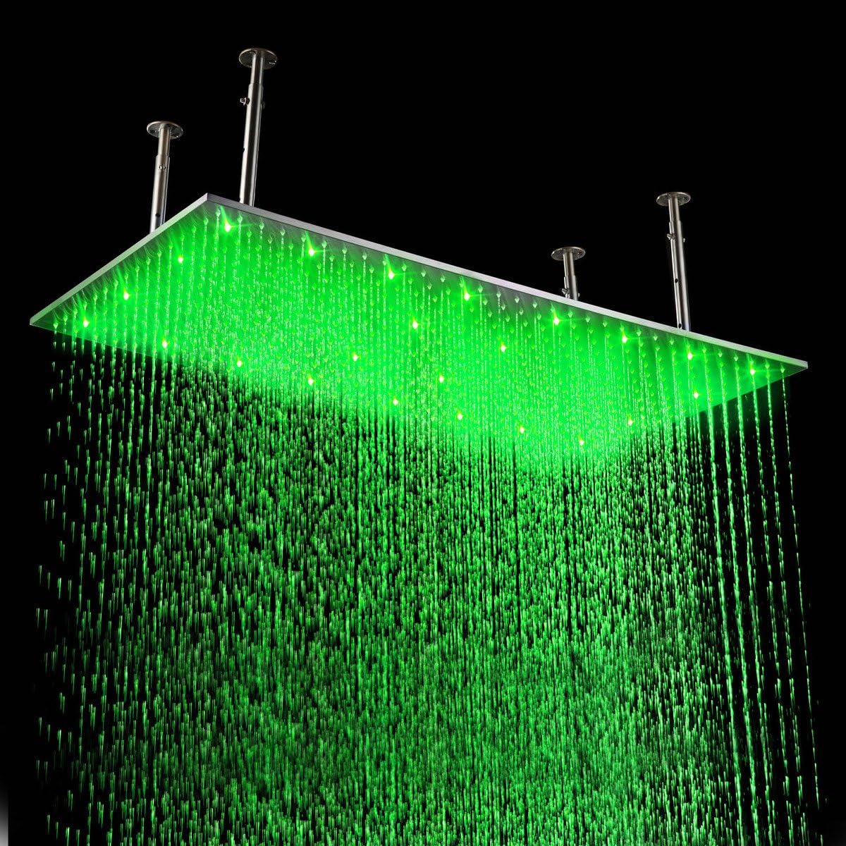 Cascada Ceiling 20x39" Rectangular Brushed stainless steel LED Rainfall Large Shower Head Bathroom BD011-1