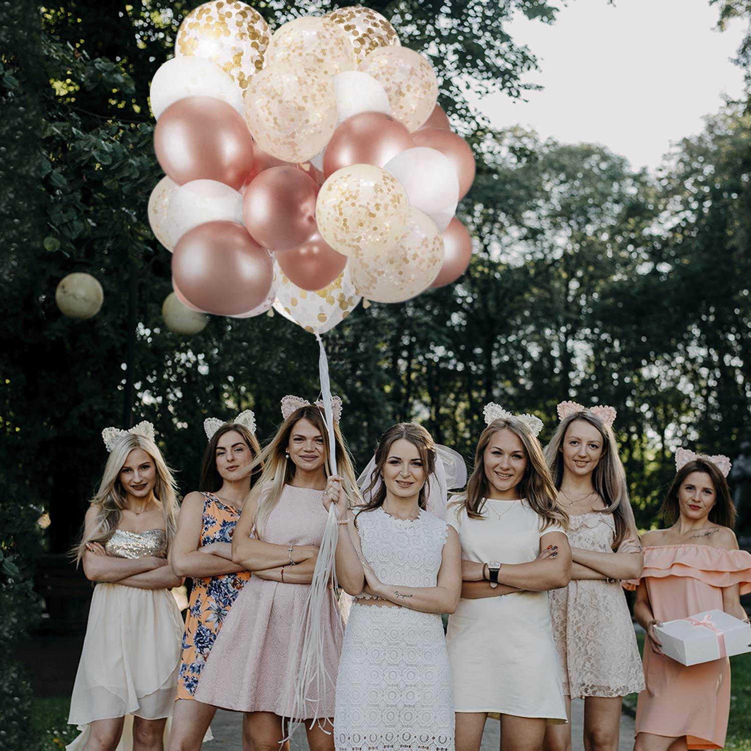60 Pack Rose Gold Balloons + White Balloons + Confetti Balloons w/Ribbon | Rosegold Balloons for Parties | Bridal & Baby Shower Balloon Decorations | Latex Party Balloons | Graduation and Engagement : Home & Kitchen