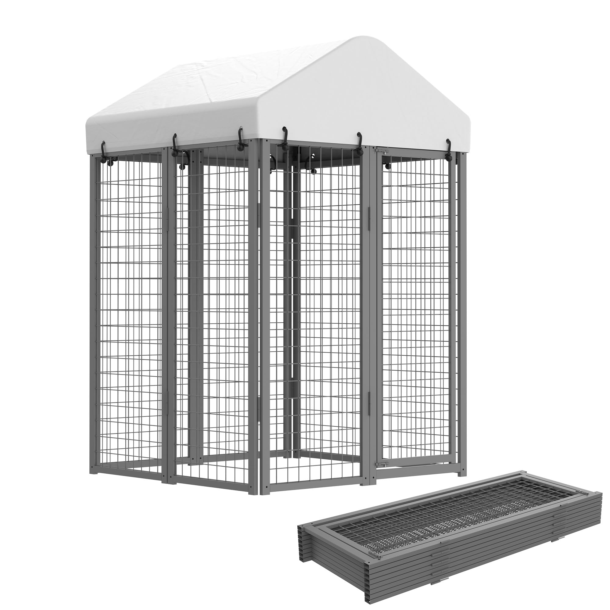 4x4 ft Outdoor Dog Kennel, Collapsible Dog Pen for Medium Dogs