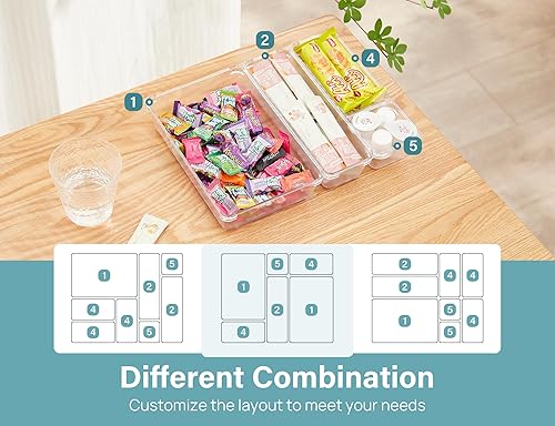 Miniatura 8 de Kootek - 9 Bandejas organizadoras de cajones de escritorio, en 4 tamaños, contenedores de plástico para guardar maquillaje, para los cajones del